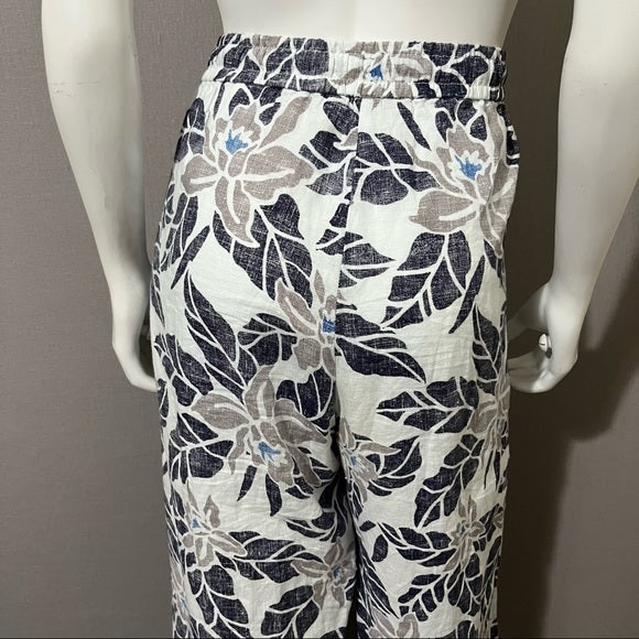 Tommy Bahama 100% Linen Leaf Print Cropped Pants Sz-Large