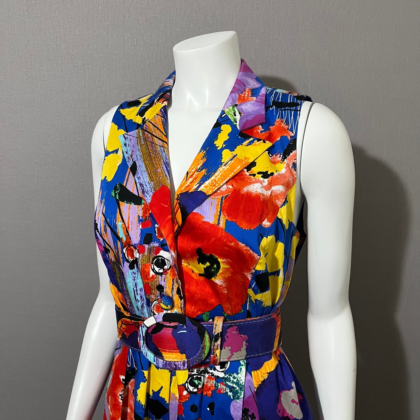 Spense Multicolored Sleeveless Print Cotton Dress Sz-Large