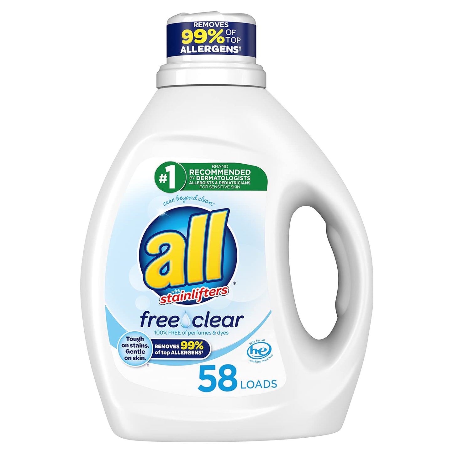 All Liquid Laundry Detergent, Free Clear for Sensitive Skin, 88 Fluid Oz