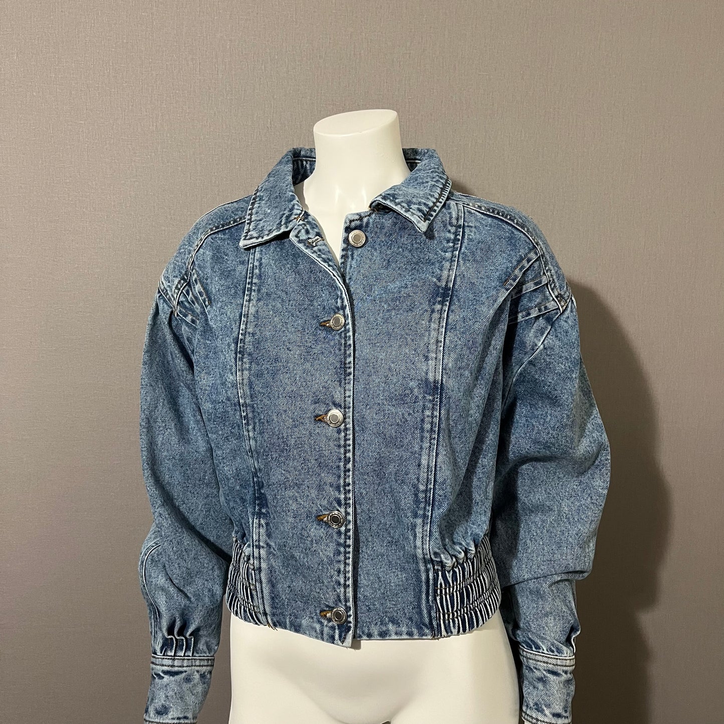 Denim Cropped Rare Snap Button 100% Cotton Jacket Sz-Large