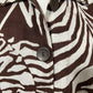 Jones New York Brown Linen Zebra Print Shirt Sz- Small/Medium