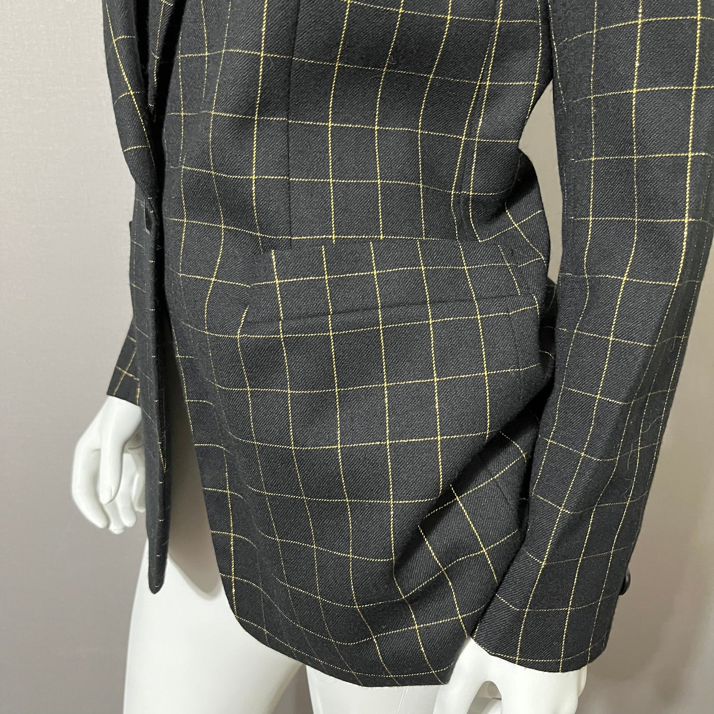 Vintage JH Collectibles Black with Gold Metallic Windowpane Blazer Sz-6