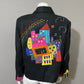 Vintage Anage Artsy Buliding Print Cotton Blazer Sz-Medium