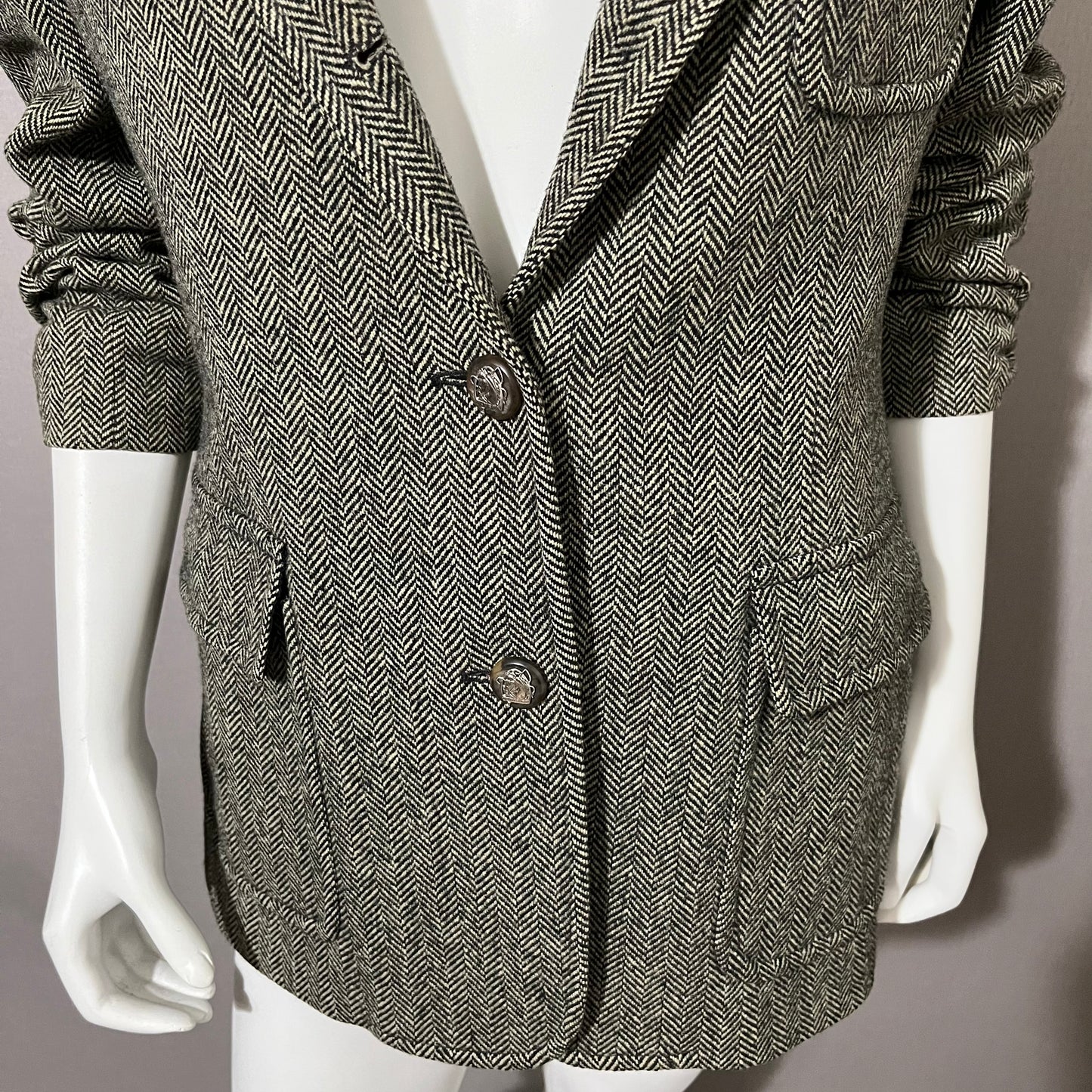 Lauren Ralph Lauren Equestrian Chic Herringbone Tweed Blazer Sz-12