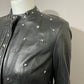 Leather Yvonne & Marie Silver Studded Black Moto Leather Jacket Sz-6 Small