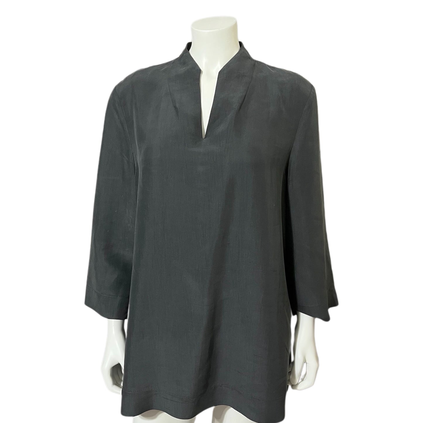 Eileen Fisher Slate Gray Silk Tunic Top Sz-Large