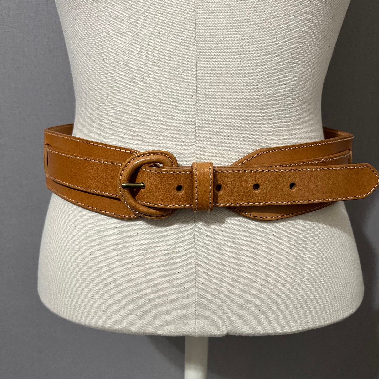 Vintage Anne Klein Camel Brown Genuine Leather Belt Sz-Large