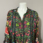 Johnny Was Black Silk Floral Button Front Blouse Sz-Large