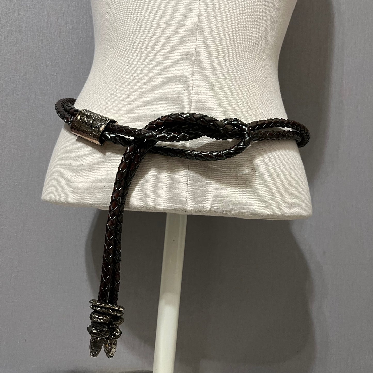 Vintage Rope Braided Style Leather With Metal Belt Sz-Large