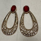 Red | Gold Artsy Hoop Statement Earrings