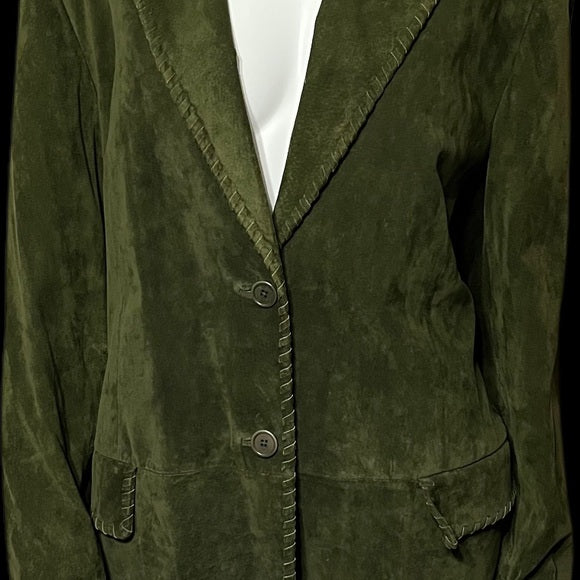 Lord & Taylor Green Suede Leather Blazer/Jacket Sz-22W