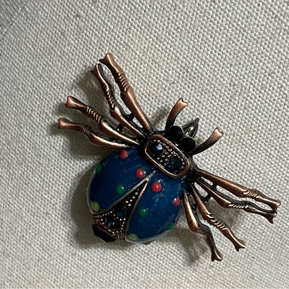 Blue | Red Lady Bug Brooch