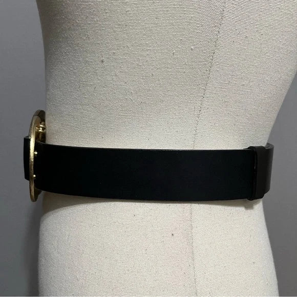 Chicos Black Leather Triple Ring Slouch Adjustable Belt Sz-Small/Medium