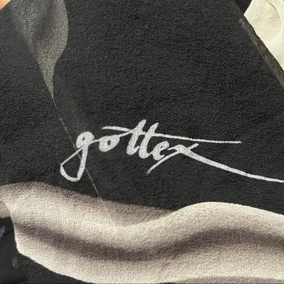 Gottex Black | White Sheer Silk Floral Scarf