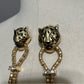 Lion Gold Head Tassel Earrings