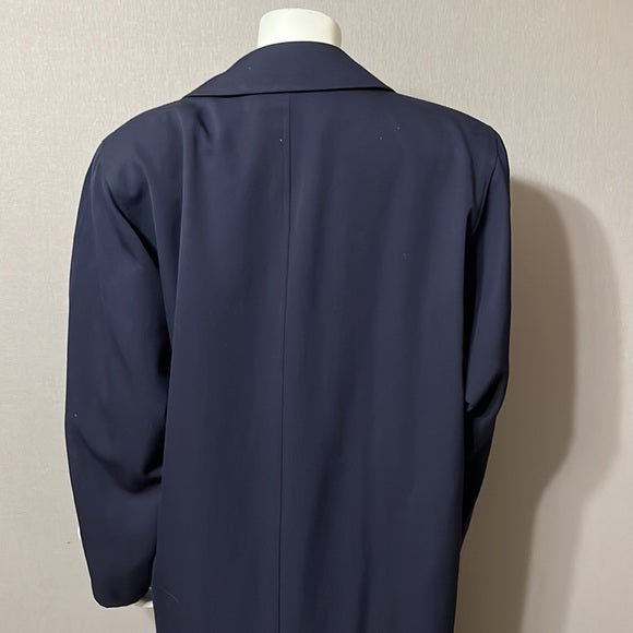 Sanyo Navy Long 100% Wool Trench Coat Sz-10