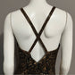 Vintage Oleg Cassini Black Gold Sequin Fit & Flare Dress Sz-12