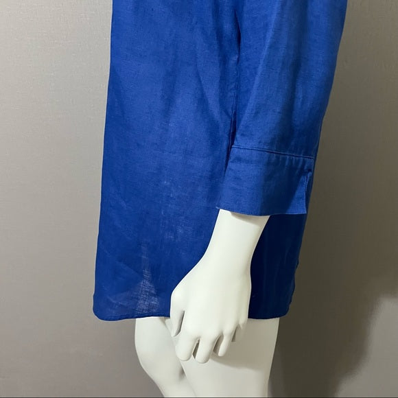 Chico’s Royal Blue Linen Button Front 3/4 Sleeve Sz 1 (Medium)