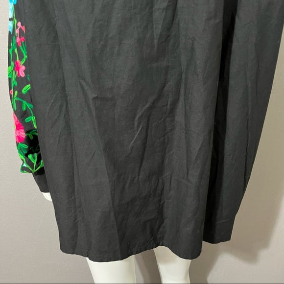 National since 1952 Black with Floral Embroidery Shirt Sz -2X