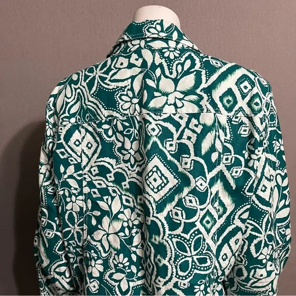 Croft & Barrow Green| White Linen/Cotton Jacket Sz-XL