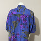 Silks Blue Floral Hawaiian Theme 100% Silk Mens Shirt Sz-Large
