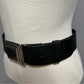 Chico’s Black Genuine Leather Wide Belt With Silver Square Buckle Medium