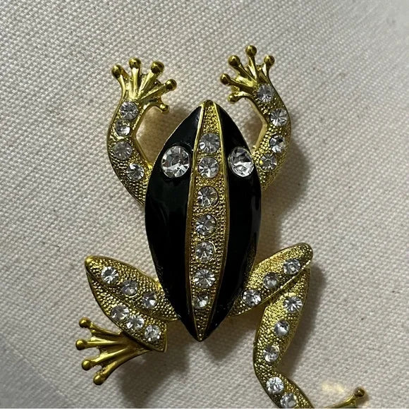 Black | Gold Frog Brooch