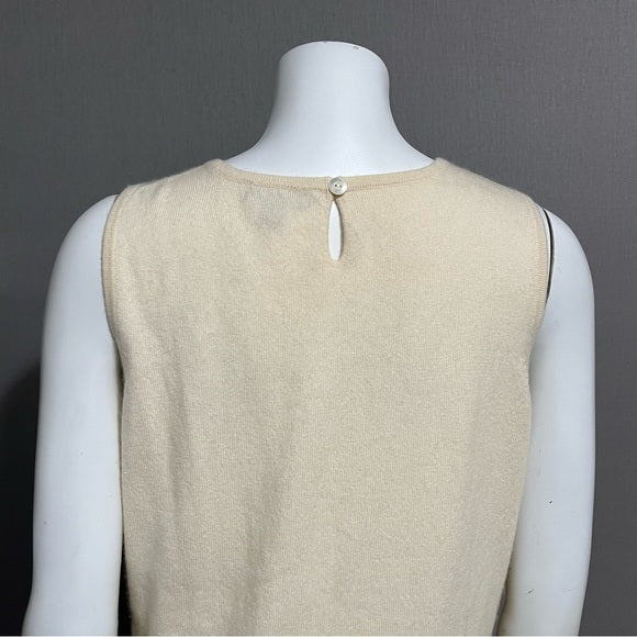 Tesori Cream 100% Cashmere Sweater Vest Sz-Large