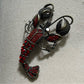 Lobster Red Antique Gold Brooch