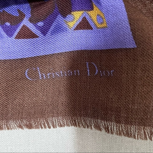 Christian Dior Paisley Floral Pure Wool Scarf OS