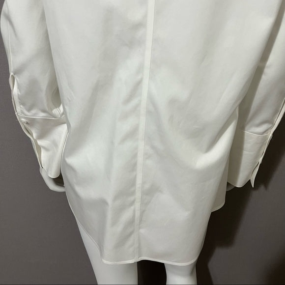 Chico’s White Cotton No Iron Button Front Shirt Sz-1 (Medium)