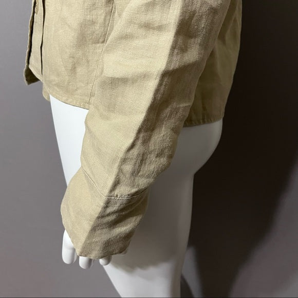 For The Republic Tan 100% Linen Jacket Sz-10