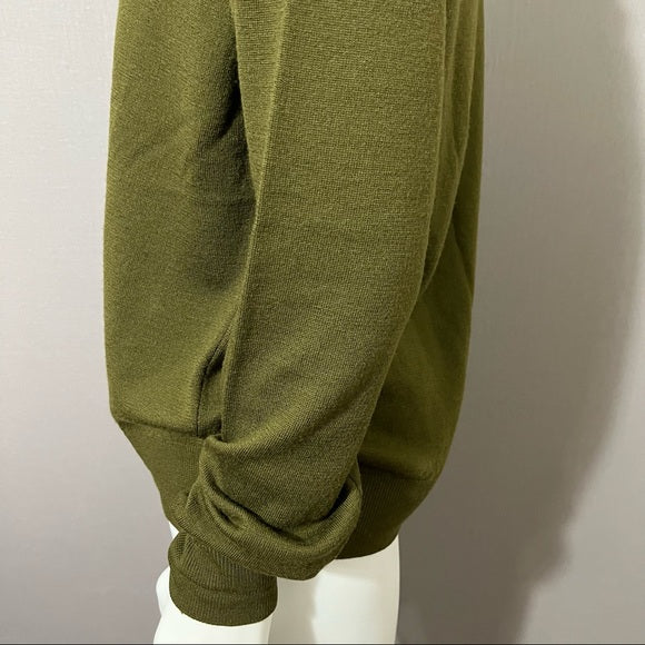 Saks Fith Avenue Green 100% Virgin Wool Men’s Sweater Sz-Large