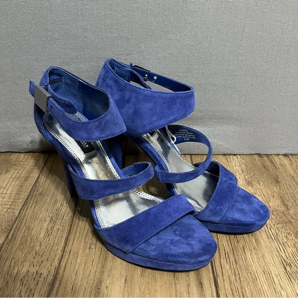 White House Black Market Suede Leather Strappy Heels Sz- 6 1/2 M