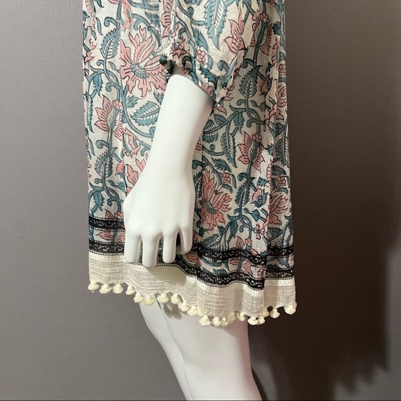 Roller Rabbit Pastel Paisley Floral 3/4 Sleeve Top Sz Medium