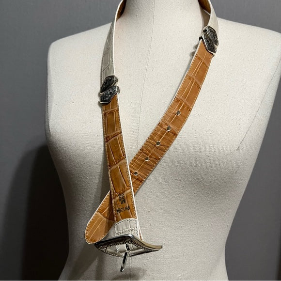 Brighton Cream | Brown Leather Reversible Belt Sz-Medium
