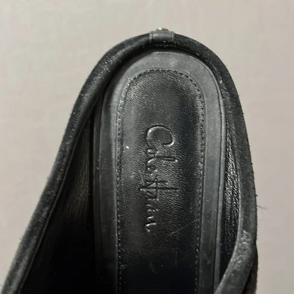 Cole Haan Black Slip On Suede Leather Mules Sz-6 1/2 B