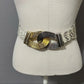 Vintage Rare Genuine Snake Skin Gold/Silver Buckle Adjustable Belt M-XL