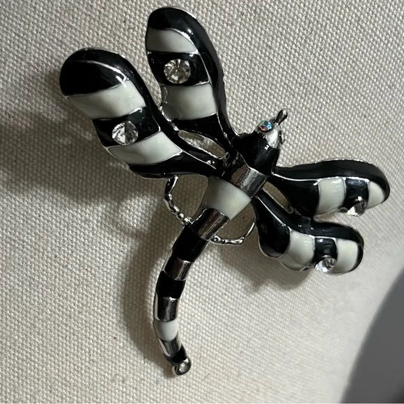 Black | White Dragonfly Brooch