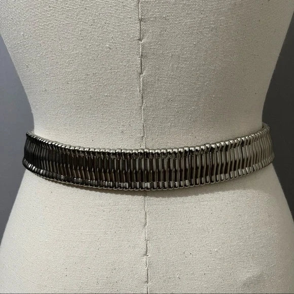 Black Patent Leather With Silver Metal Detail Belt Sz-Small-Medium