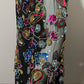 Vintage Sequin Silk Black With Sheer Sleeve Sweatheart Neckline Sz-Xtra Large