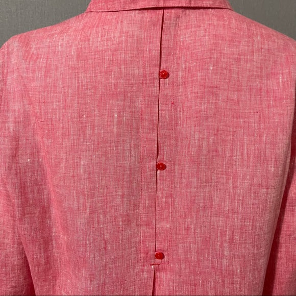 Chico’s Pink Button Front 3/4 Sleeve Shirt Sz 1 (Medium)