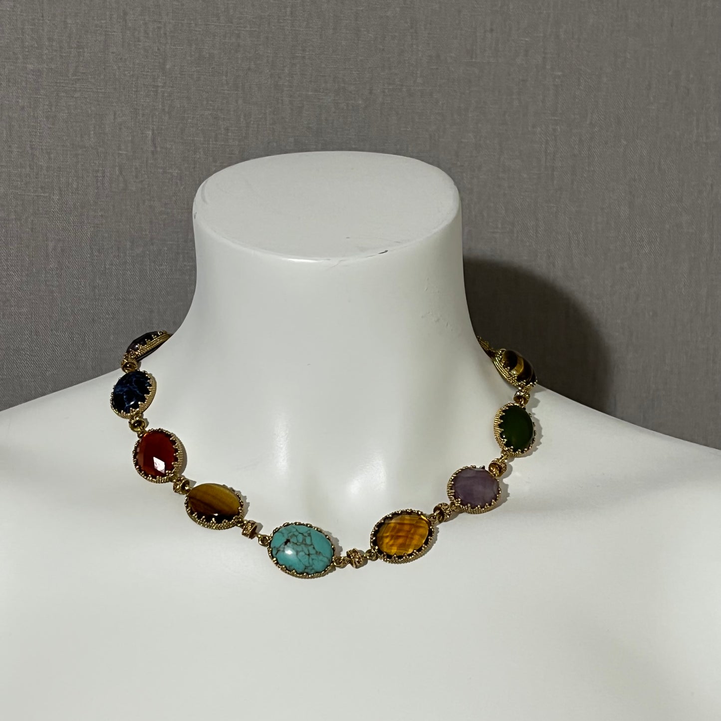 Jeweled With Gold Detail Necklace