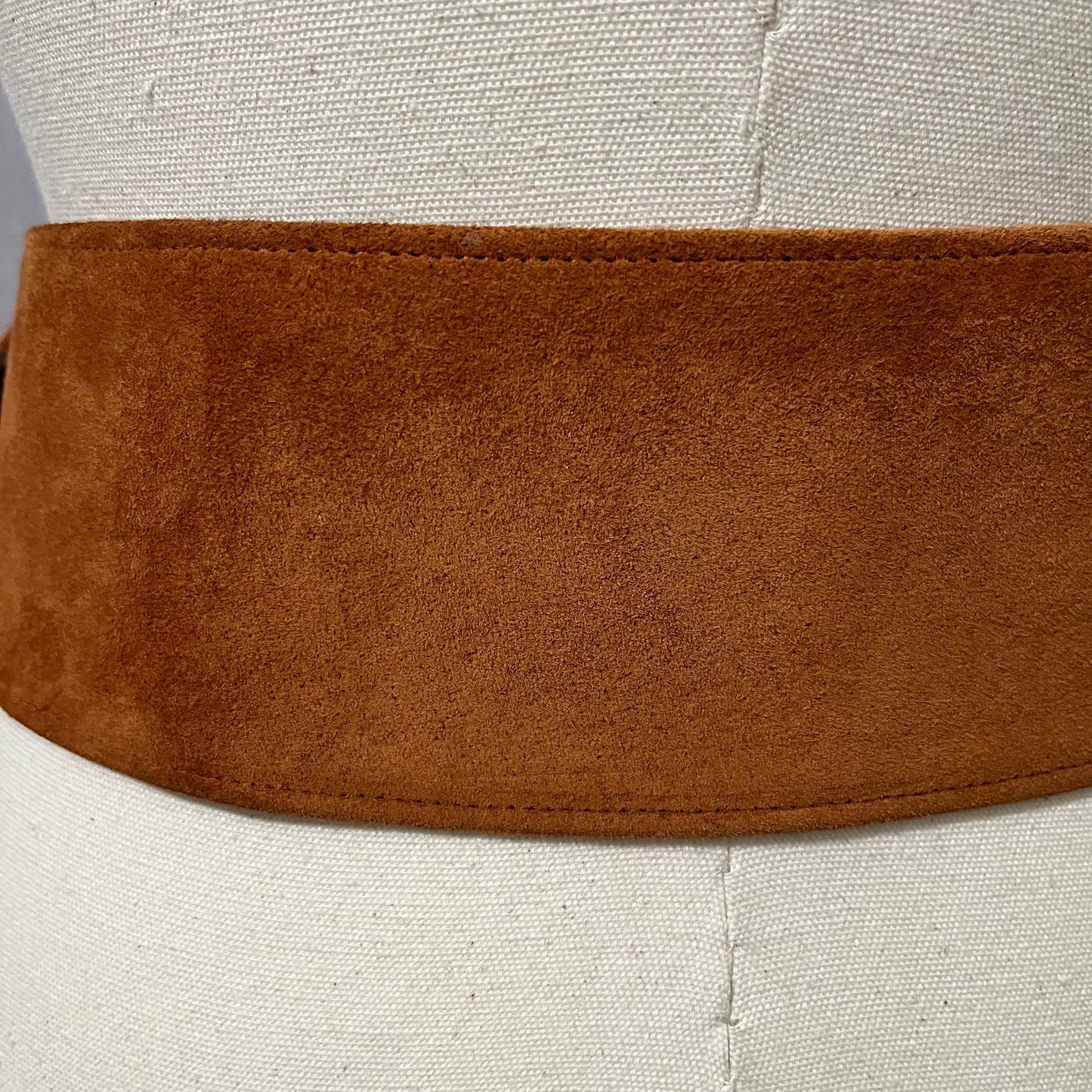 Vintage Nava Cognac Brown Suede Leather Wide Belt Sz-Small