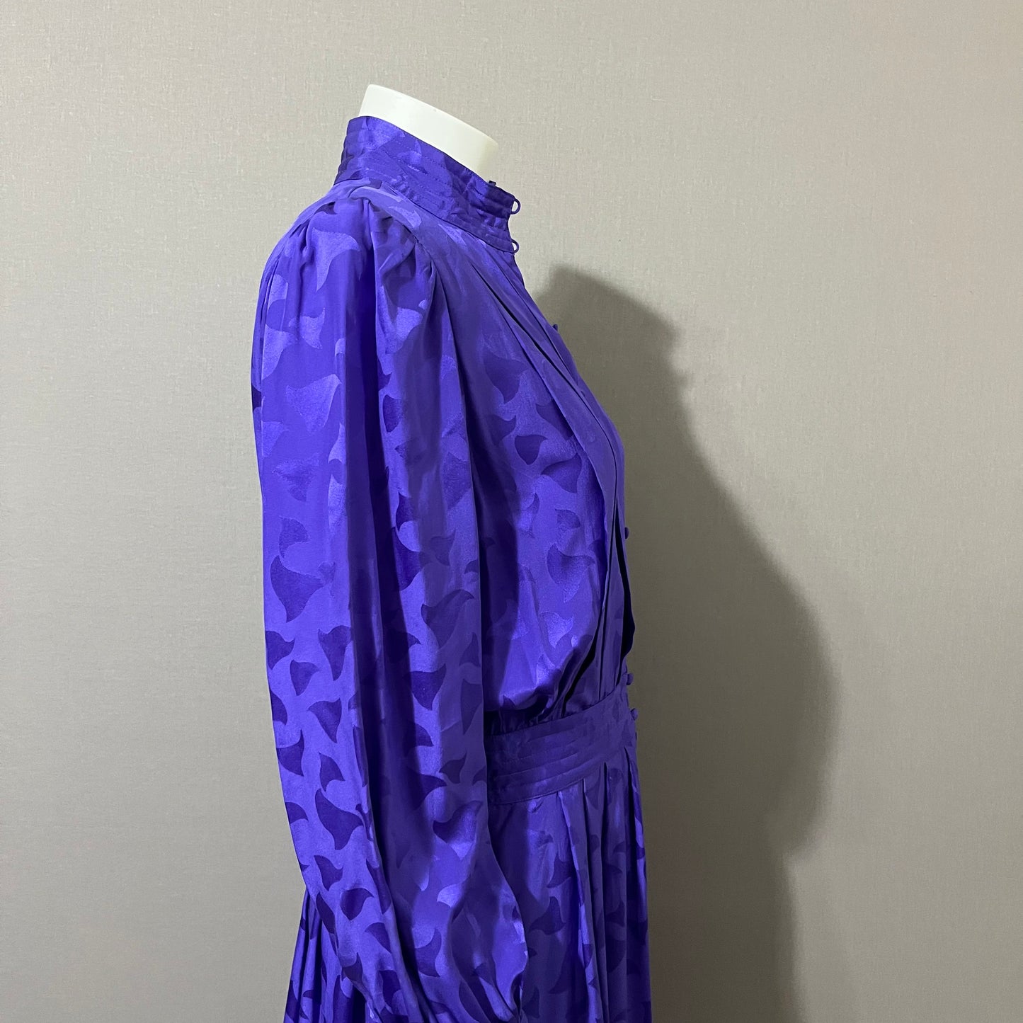 Vintage HR Milan Purple Long Sleeve Silk Dress Sz-Medium/Large