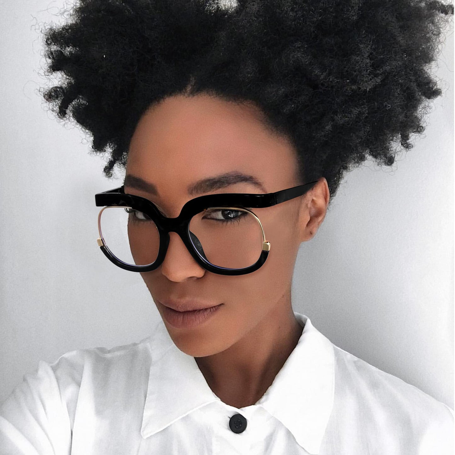 Rmerom Oversized Glasses Stylish Eyeglasses for Women (Black)