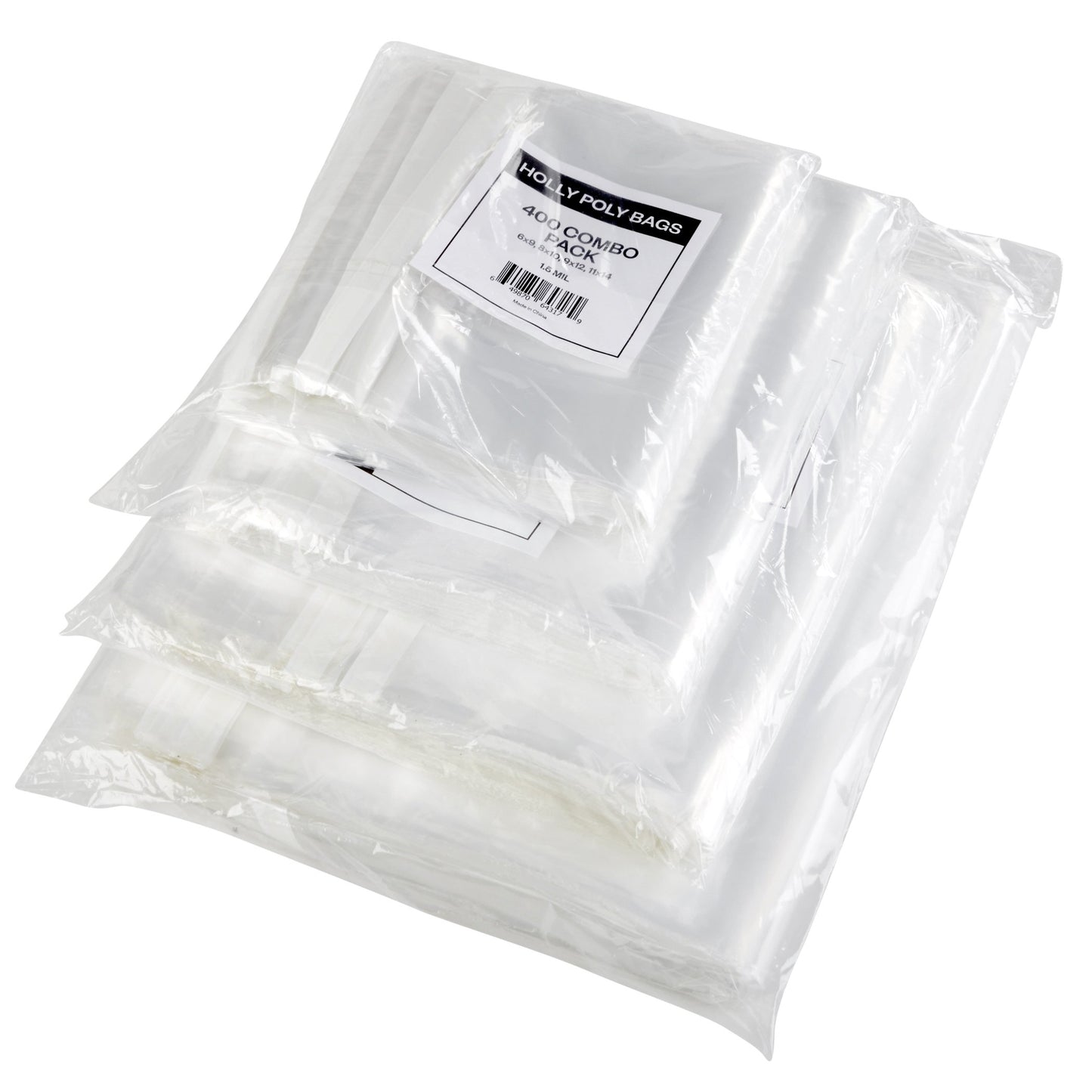 100 Clear Poly Bags - 11x14 - Strong Self Seal Strip