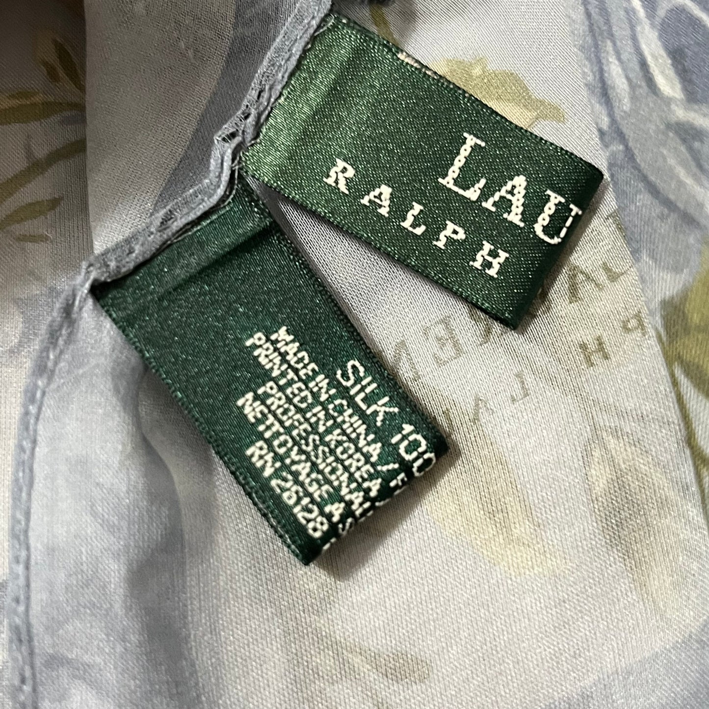 Lauren Ralph Lauren Light Blue Floral Silk Scarf