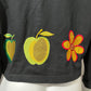 Cotton Black Fruit Embroidered Open Front Blazer Sz-Medium