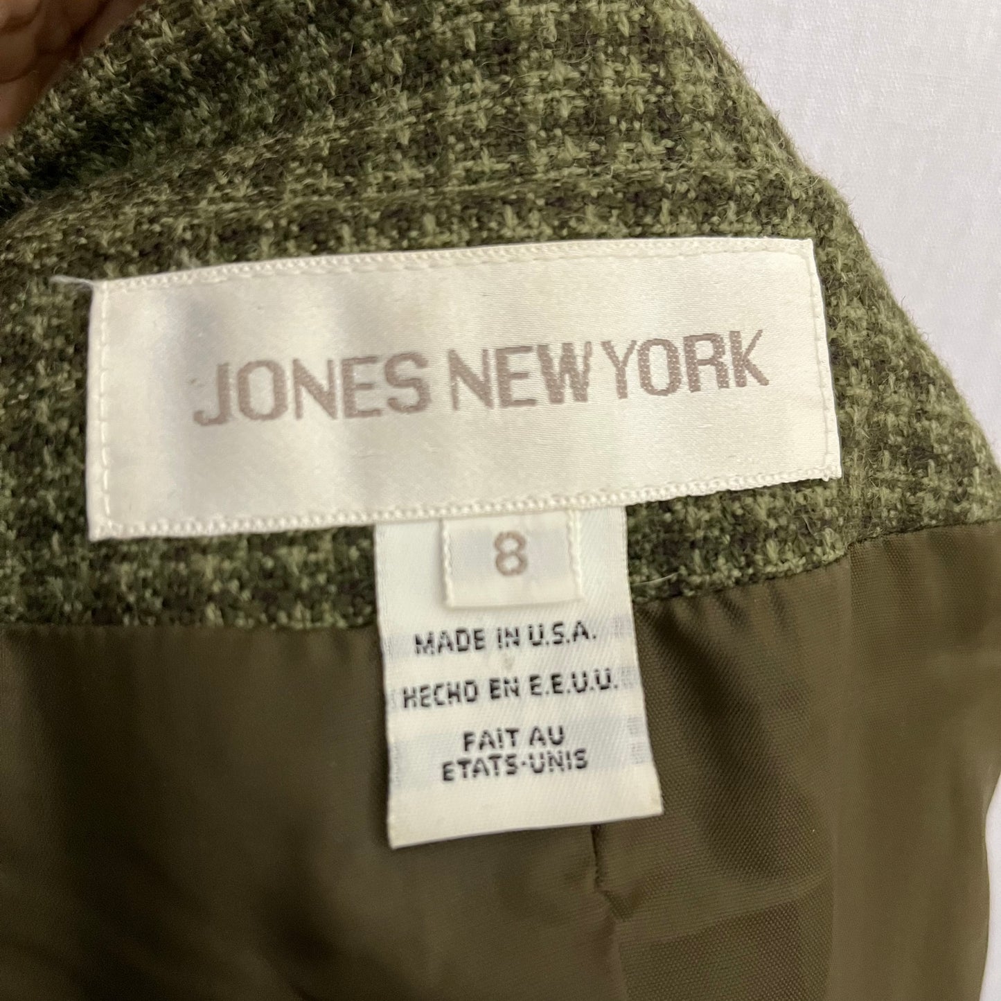 Vintage Jones New York Olive Green One Button Blazer Sz-8